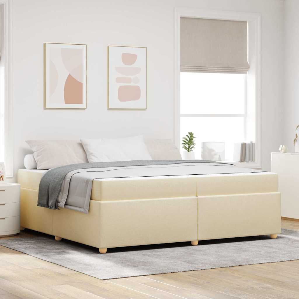 Bettgestell mit Matratze Creme 200 x 200 cm Stoff