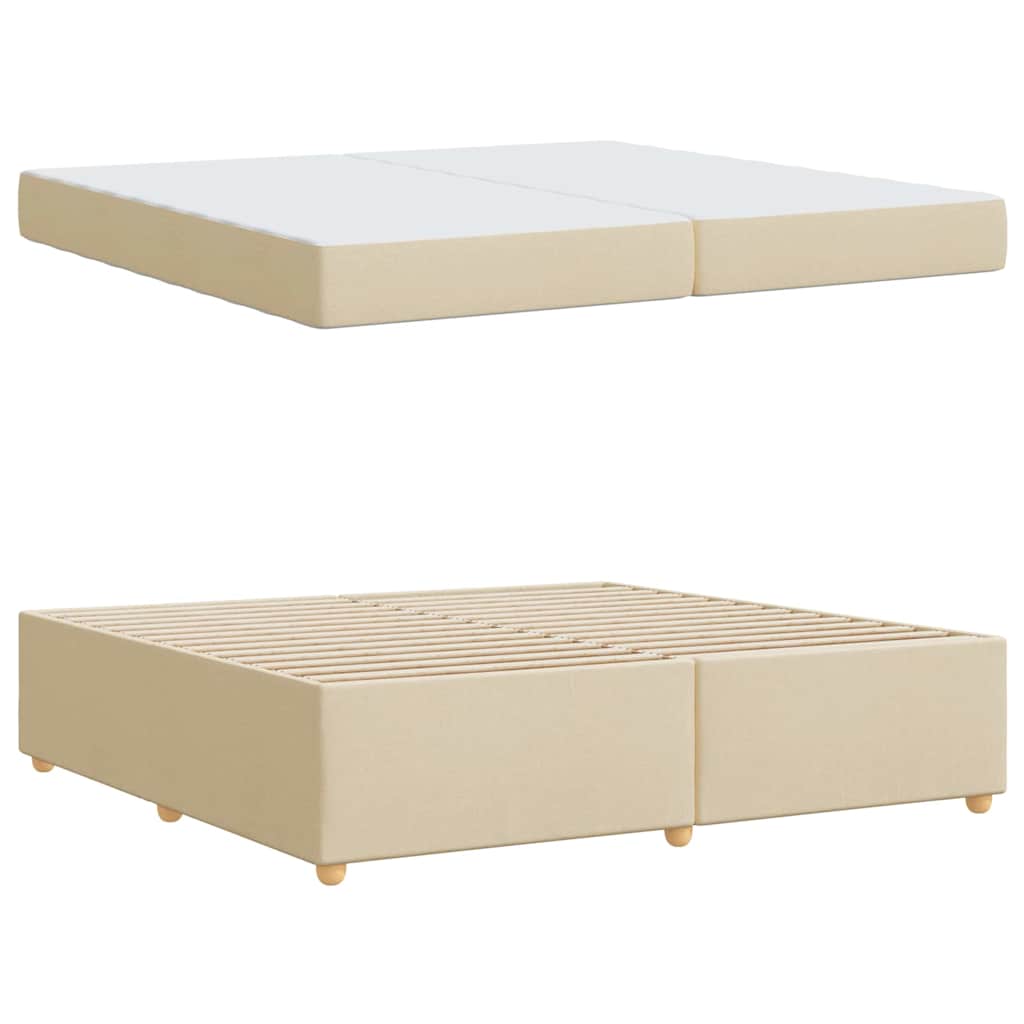 Bettgestell mit Matratze Creme 200 x 200 cm Stoff