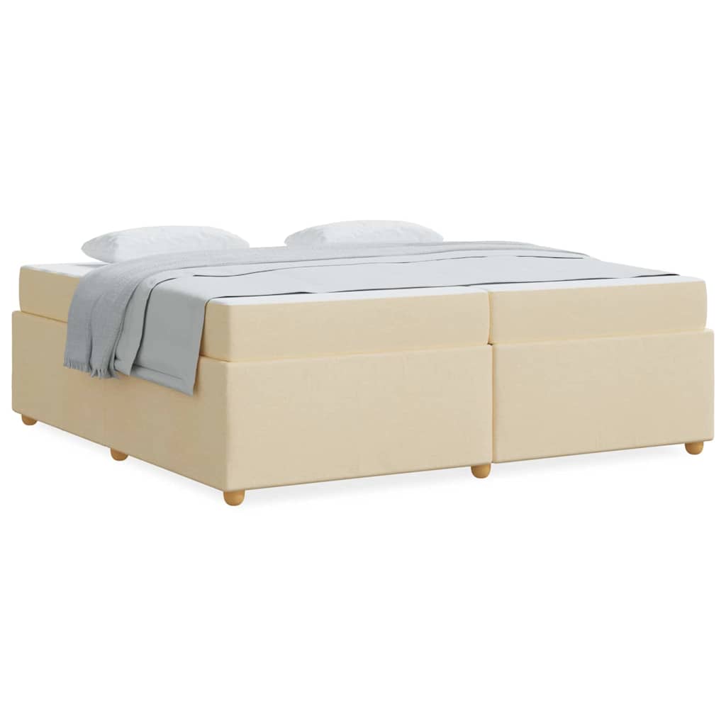 Bettgestell mit Matratze Creme 200 x 200 cm Stoff