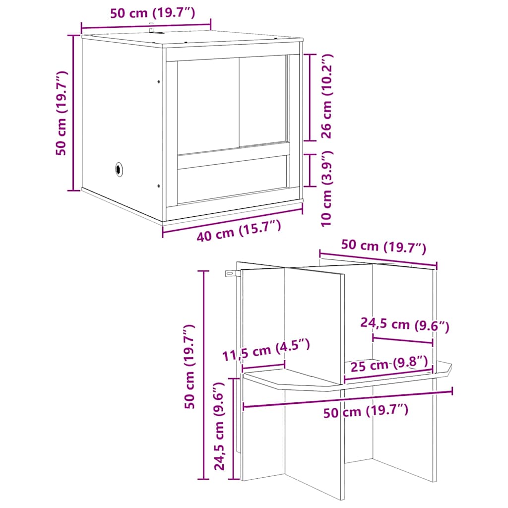 Terrarium Braun 50 x 50 x 100 cm OSB