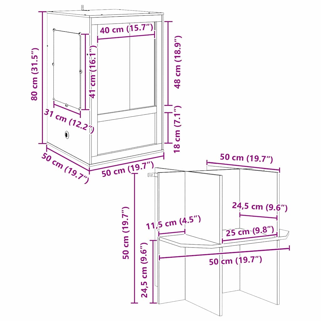 Terrarium Braun 50 x 50 x 130 cm OSB