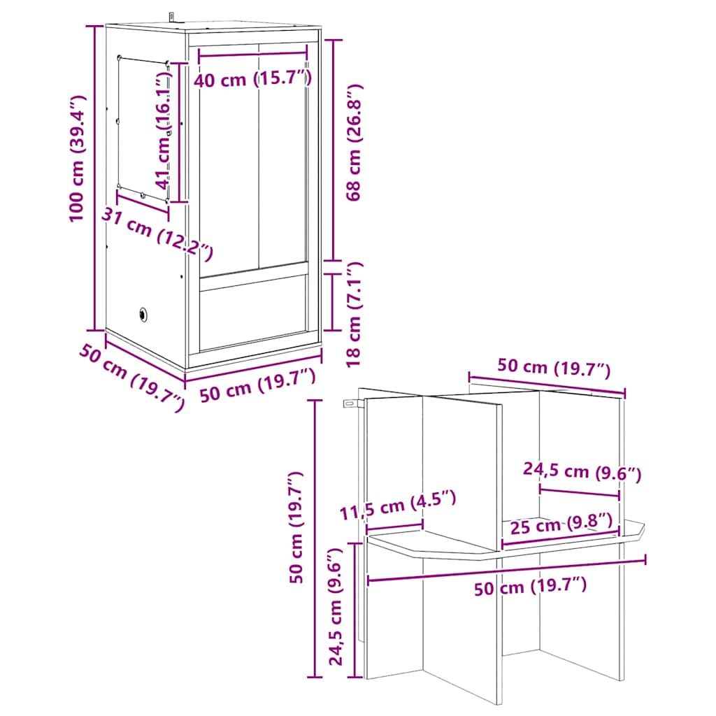 Terrarium Braun 50 x 50 x 150 cm OSB