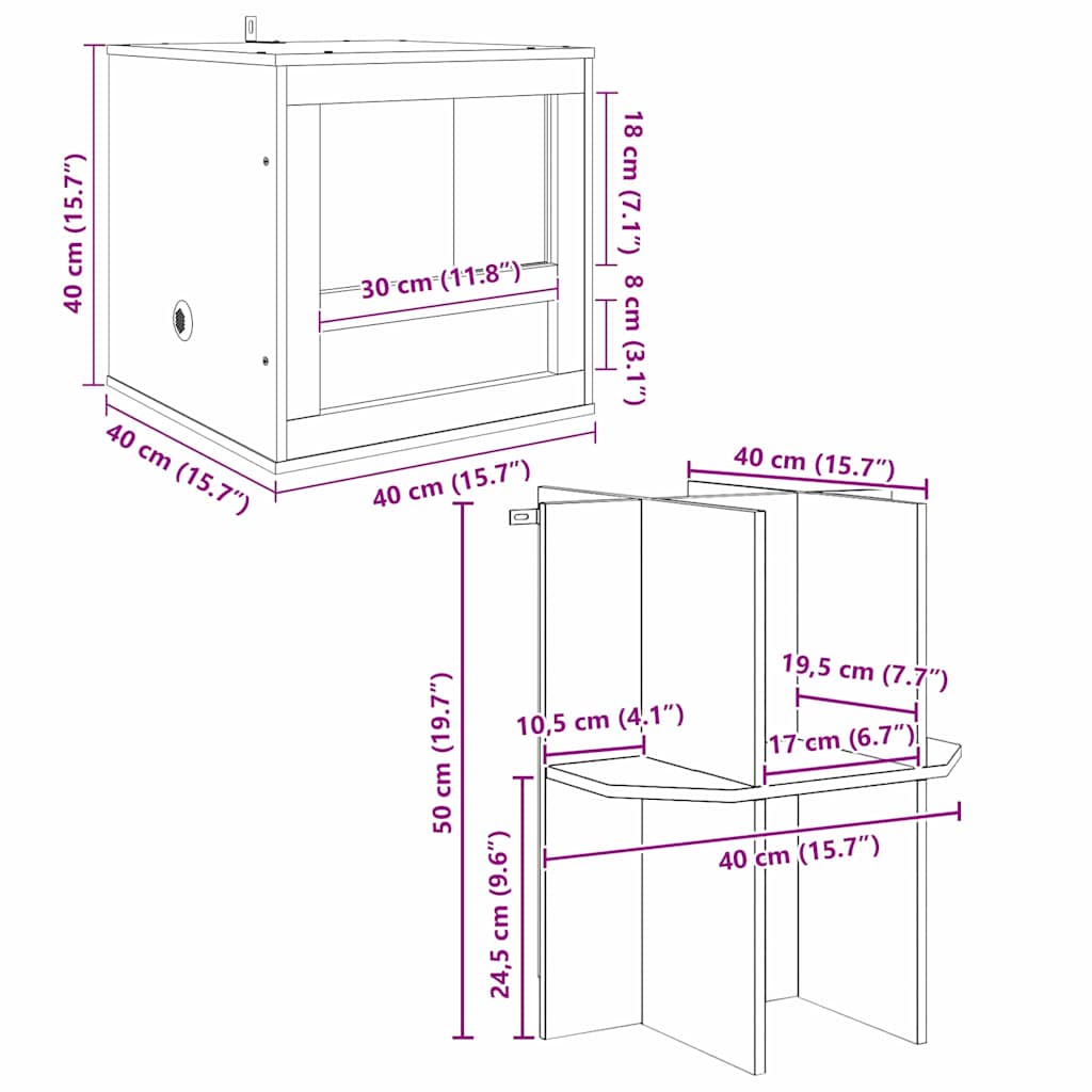 Terrarium Braun 40 x 40 x 90 cm OSB
