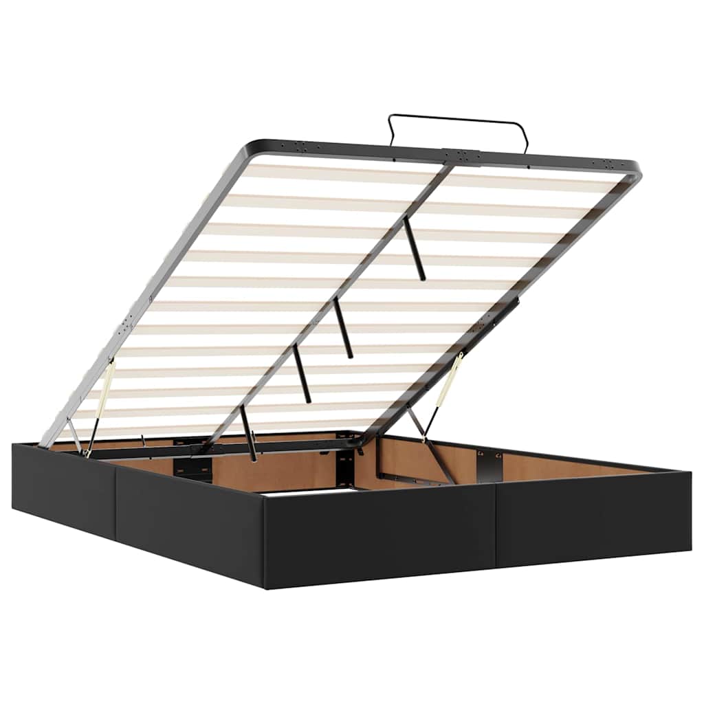 Bettgestell mit Matratze Schwarz 140 x 190 cm Kunstleder