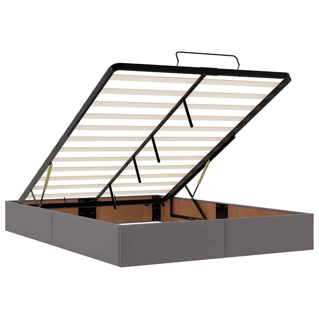 Bettgestell mit Matratze Grau 140 x 190 cm Kunstleder