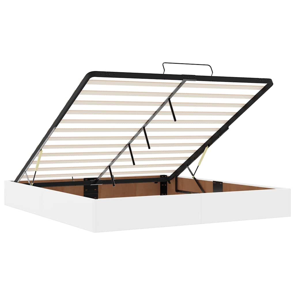 Bettgestell mit Matratze Reinweiß 200 x 200 cm Kunstleder