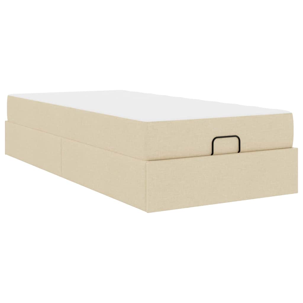 Bettgestell mit Matratze Creme 90 x 200 cm Stoff