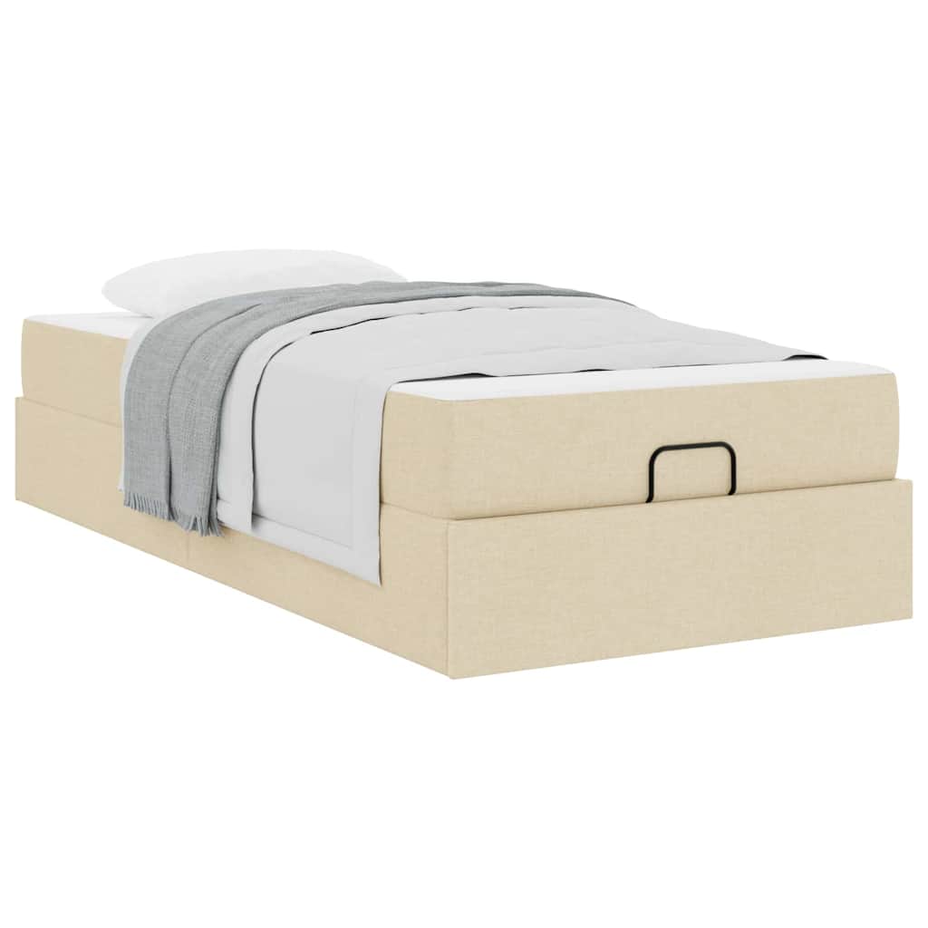Bettgestell mit Matratze Creme 90 x 200 cm Stoff