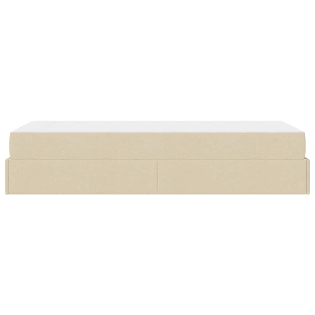 Bettgestell mit Matratze Creme 90 x 200 cm Stoff