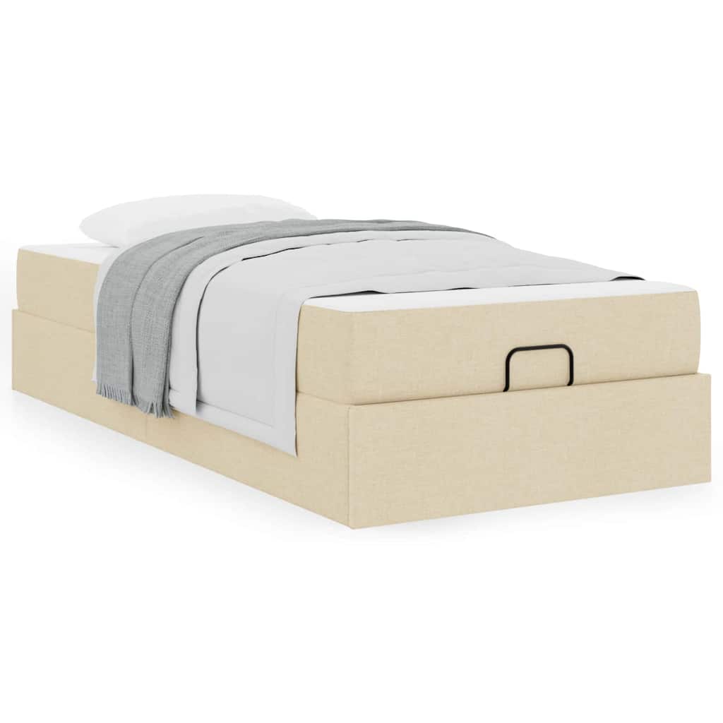 Bettgestell mit Matratze Creme 90 x 200 cm Stoff