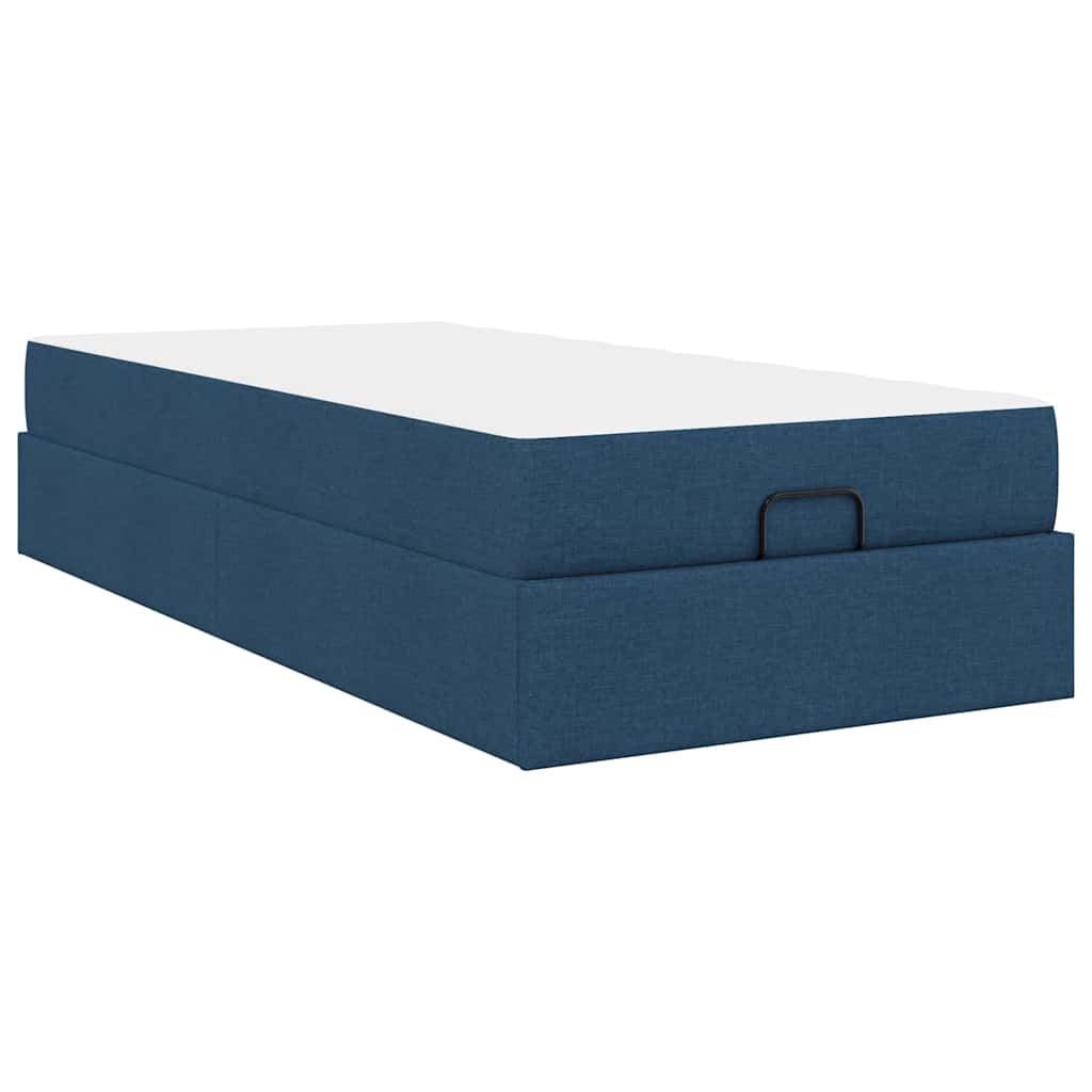 Bettgestell mit Matratze Blau 90 x 200 cm Stoff