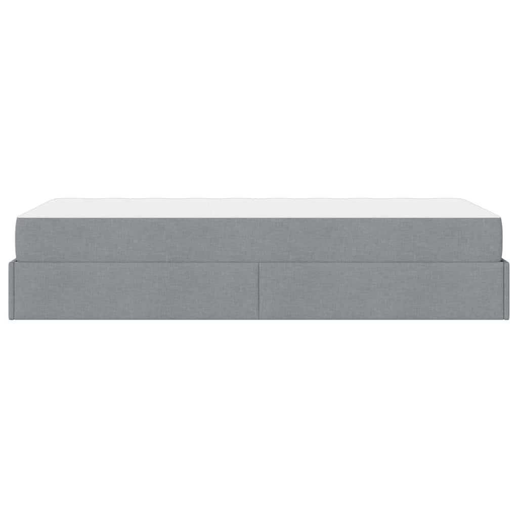 Bettgestell mit Matratze Hellgrau 100 x 200 cm Stoff