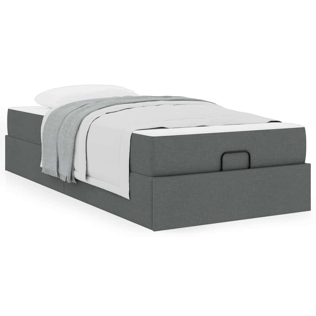 Bettgestell mit Matratze Dunkelgrau 100 x 200 cm Stoff
