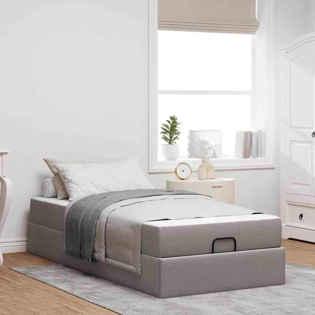 Bettgestell mit Matratze Taupe 100 x 200 cm Stoff