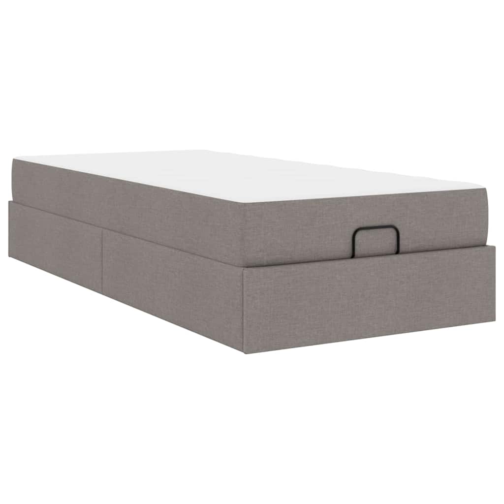 Bettgestell mit Matratze Taupe 100 x 200 cm Stoff