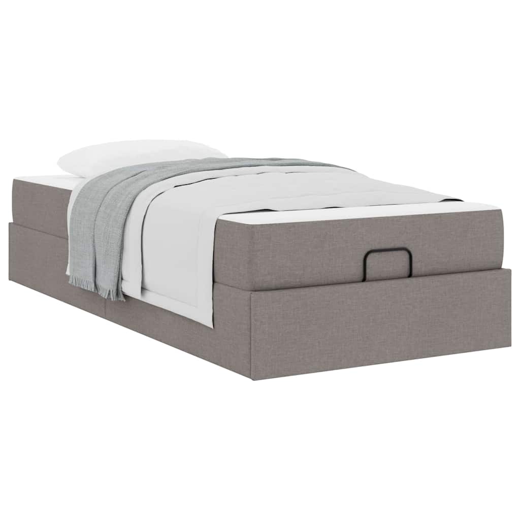 Bettgestell mit Matratze Taupe 100 x 200 cm Stoff