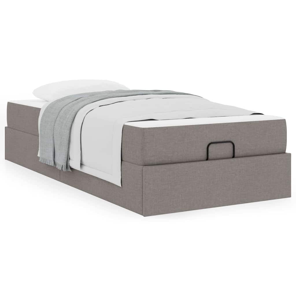 Bettgestell mit Matratze Taupe 100 x 200 cm Stoff