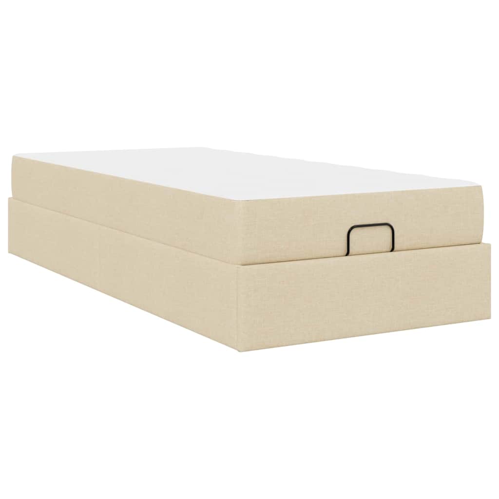 Bettgestell mit Matratze Creme 100 x 200 cm Stoff