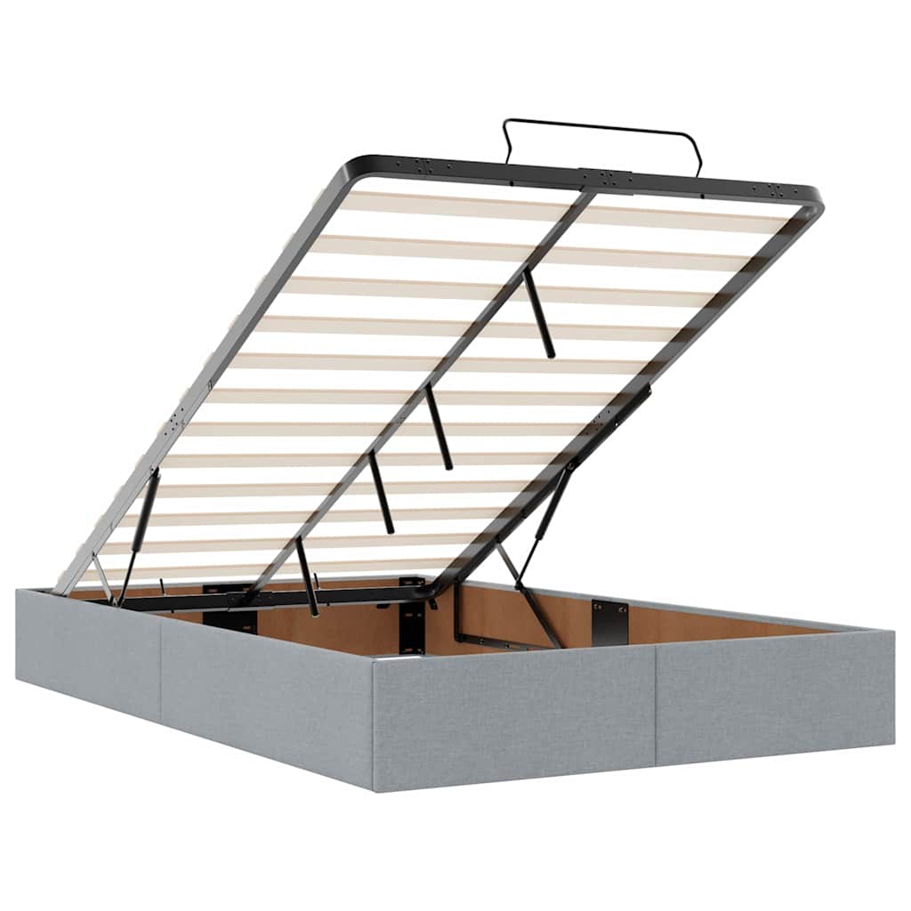 Bettgestell mit Matratze Hellgrau 120 x 190 cm Stoff