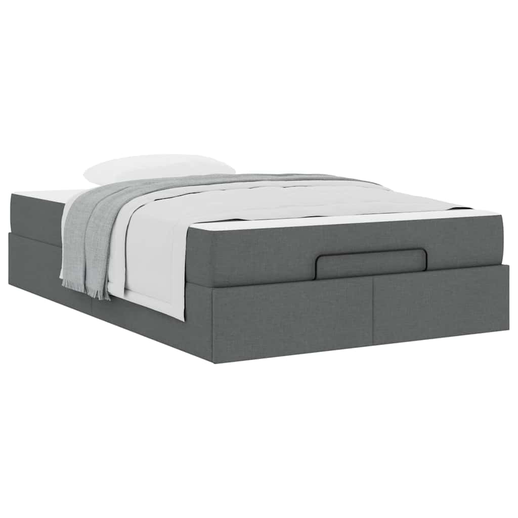 Bettgestell mit Matratze Dunkelgrau 120 x 190 cm Stoff