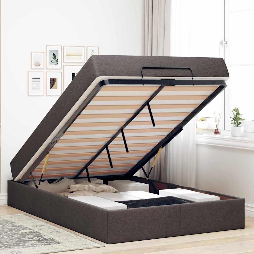 Bettgestell mit Matratze Dunkelbraun 120 x 190 cm Stoff