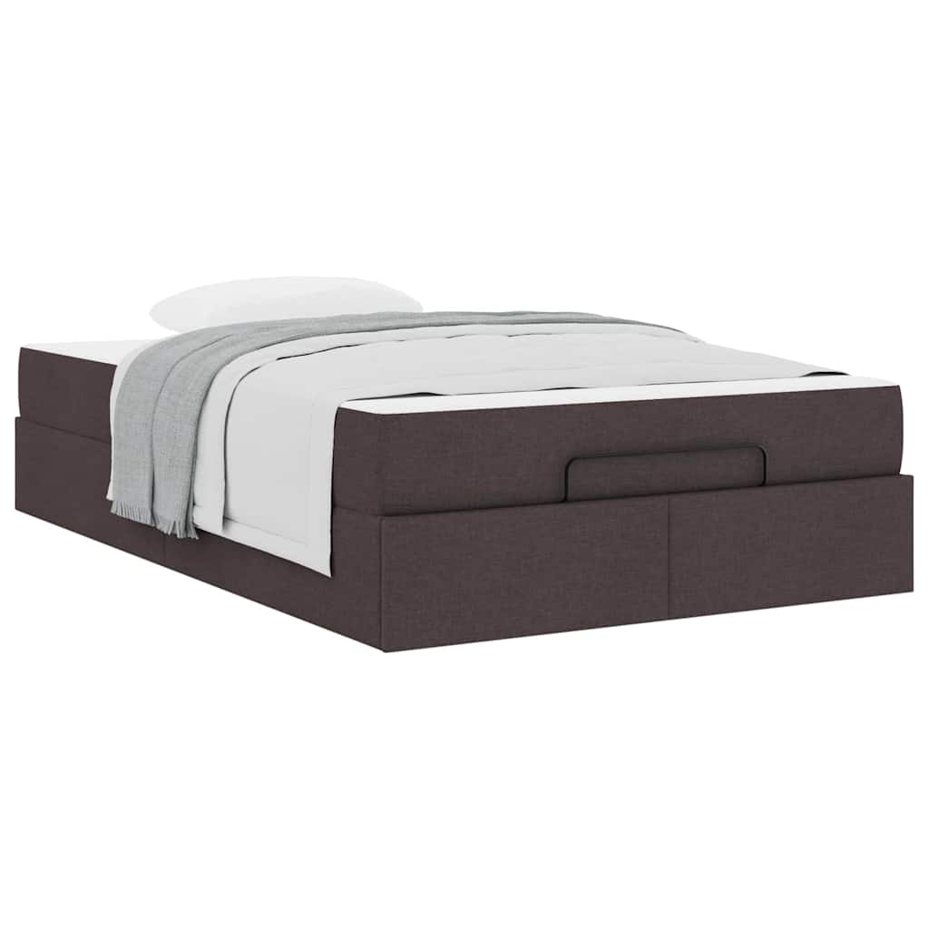 Bettgestell mit Matratze Dunkelbraun 120 x 190 cm Stoff