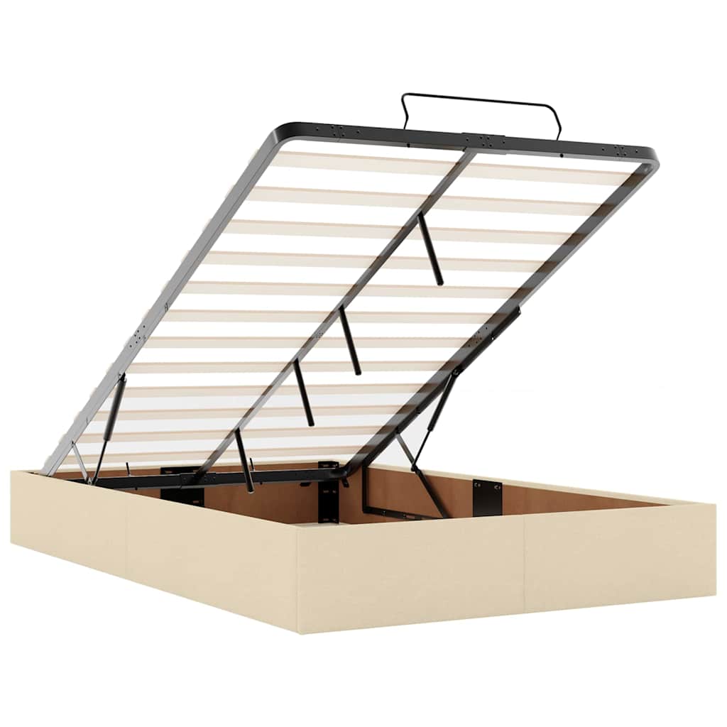 Bettgestell mit Matratze Creme 120 x 200 cm Stoff