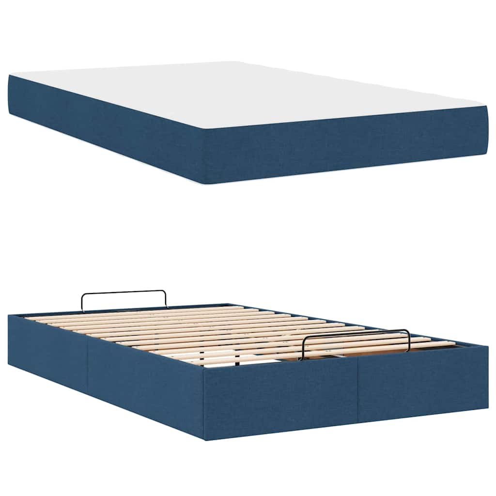 Bettgestell mit Matratze Blau 120 x 200 cm Stoff