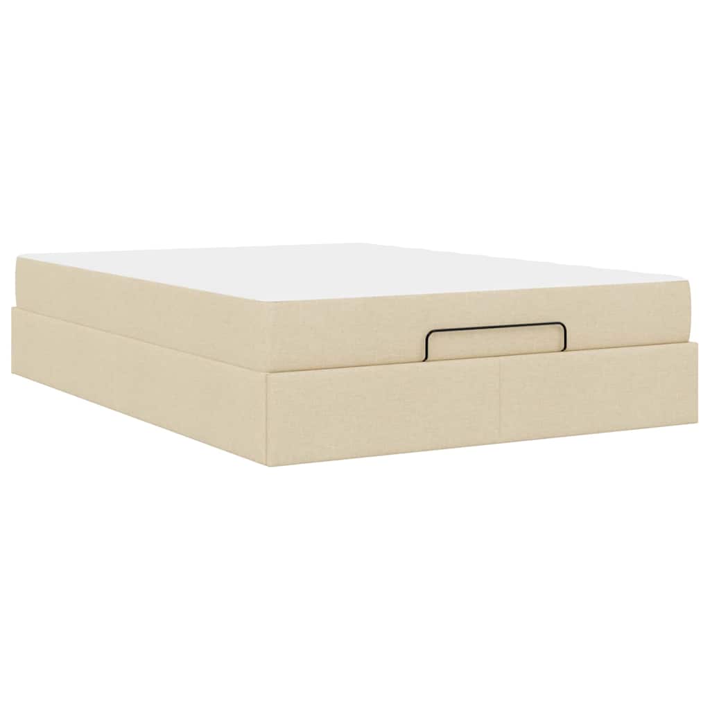 Bettgestell mit Matratze Creme 140 x 190 cm Stoff