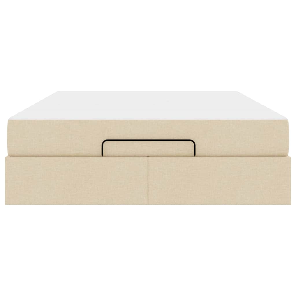 Bettgestell mit Matratze Creme 140 x 190 cm Stoff