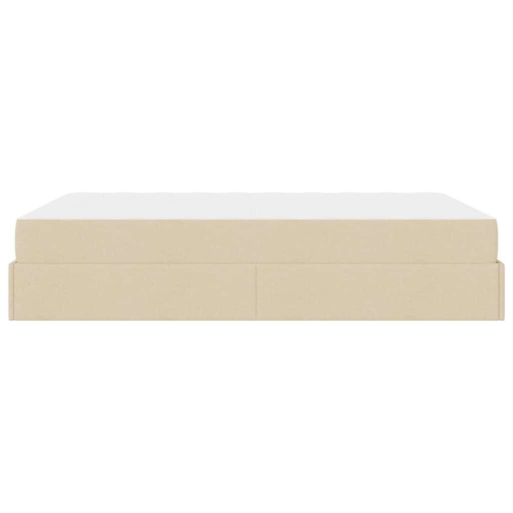 Bettgestell mit Matratze Creme 140 x 190 cm Stoff