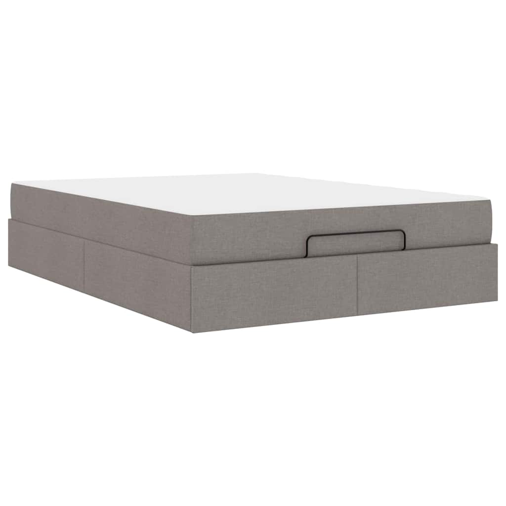 Bettgestell mit Matratze Taupe 140 x 200 cm Stoff