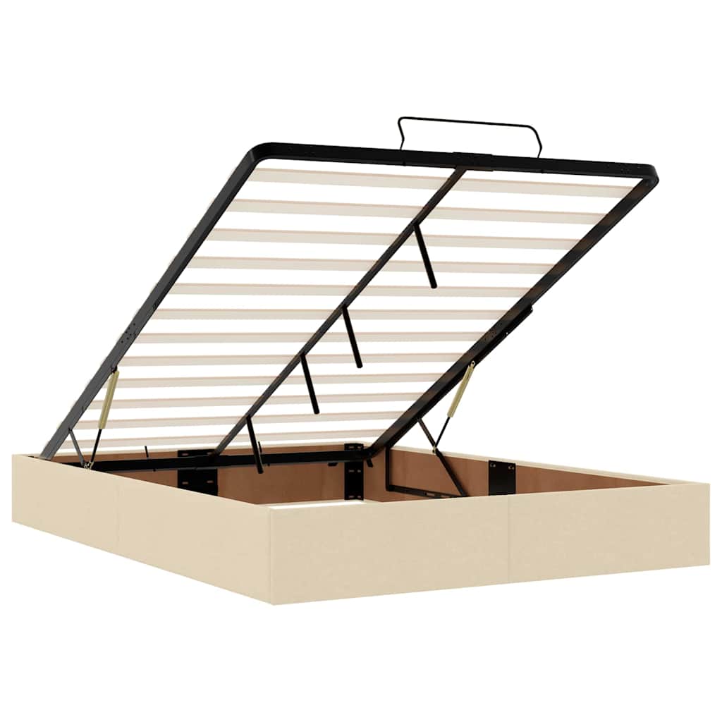 Bettgestell mit Speicher Creme 160 x 200 cm Stoff