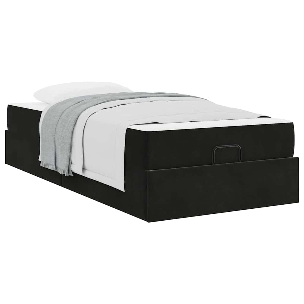 Bettgestell mit Matratze mit Speicher Schwarz 90 x 200 cm Samt