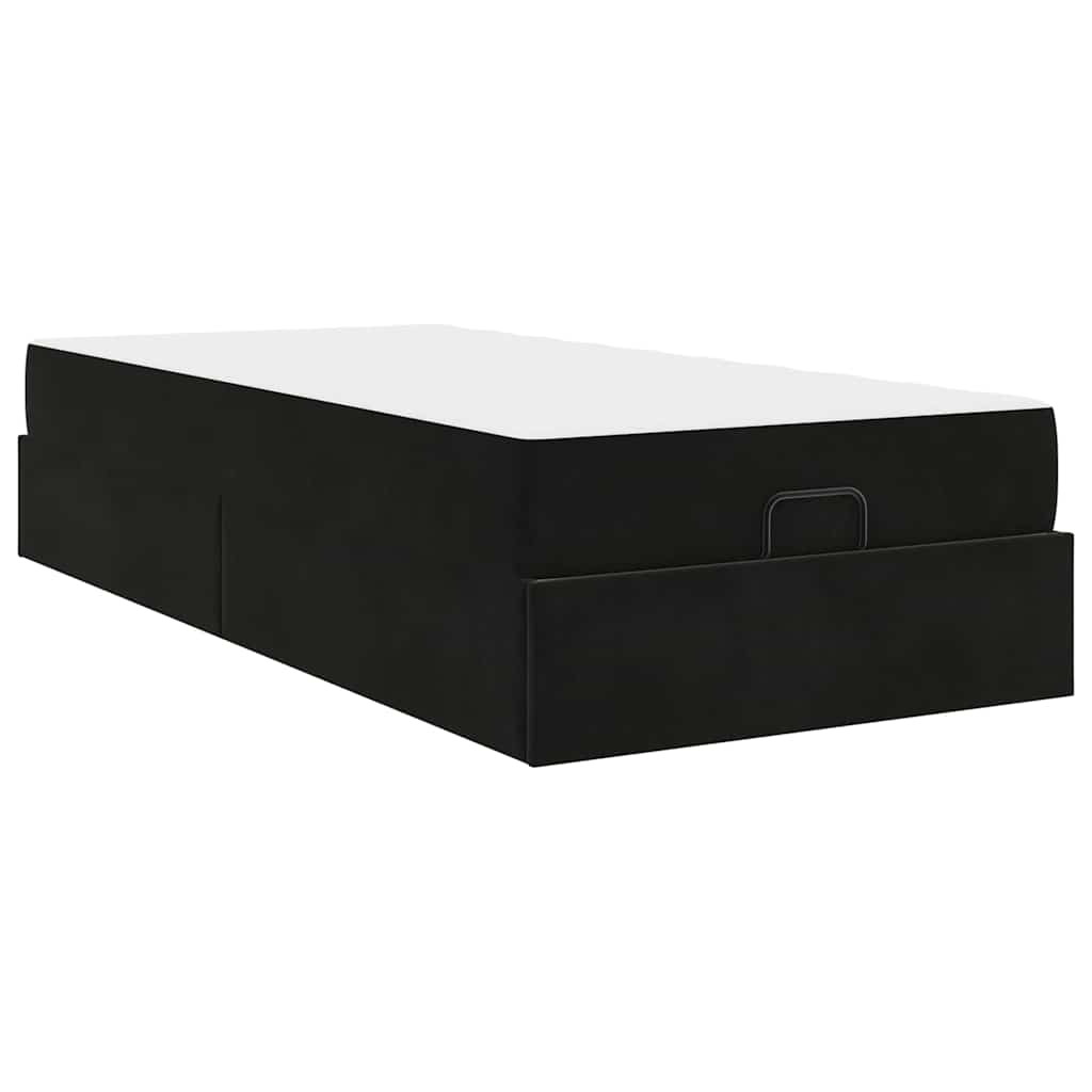 Bettgestell mit Matratze mit Speicher Schwarz 100 x 200 cm Samt