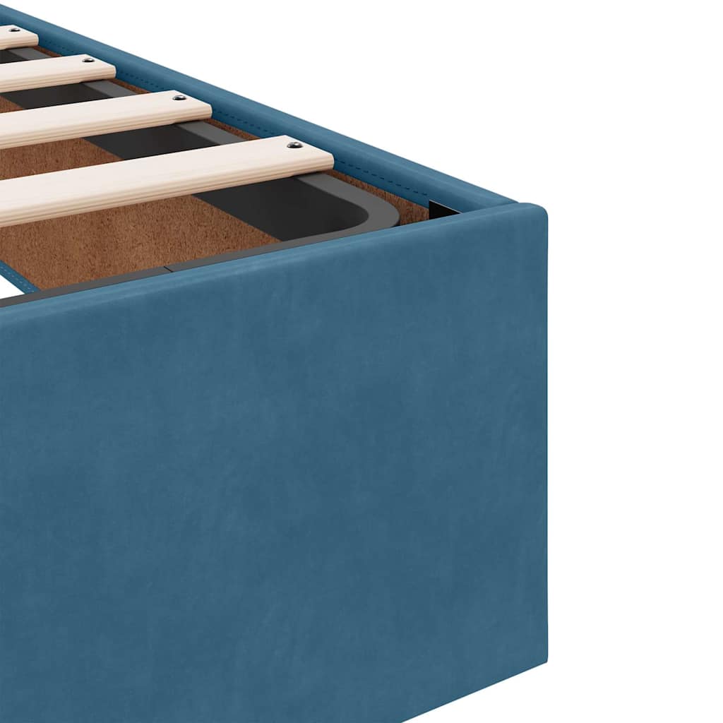 Bettgestell mit Matratze mit Speicher Blau 100 x 200 cm Samt