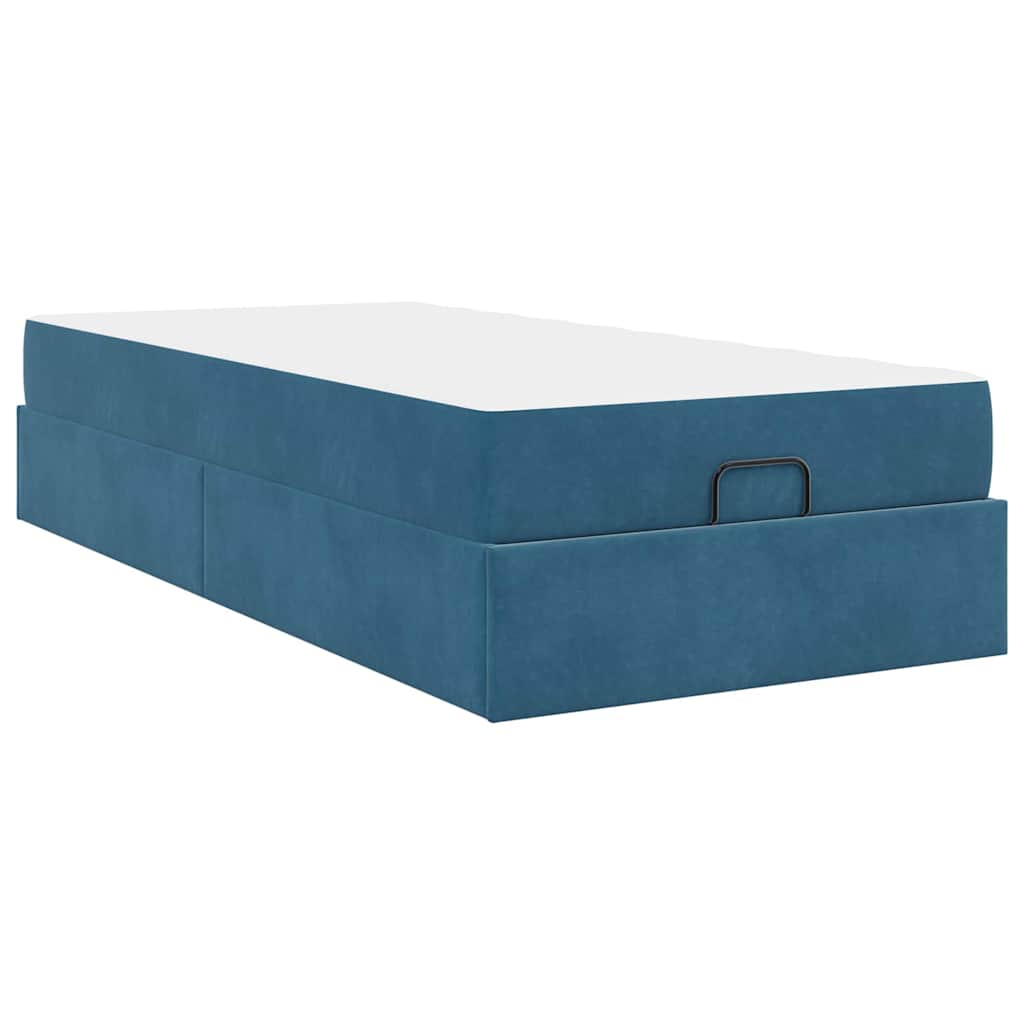 Bettgestell mit Matratze mit Speicher Blau 100 x 200 cm Samt