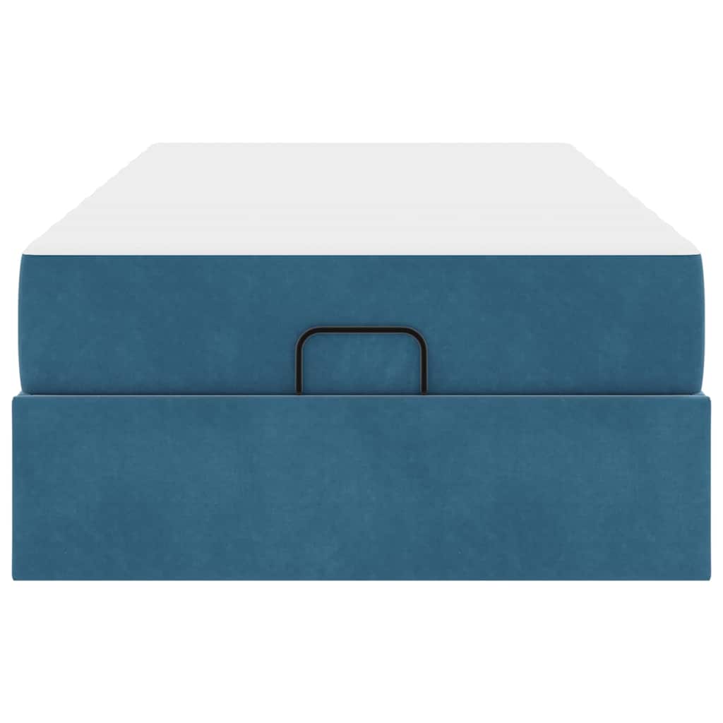 Bettgestell mit Matratze mit Speicher Blau 100 x 200 cm Samt