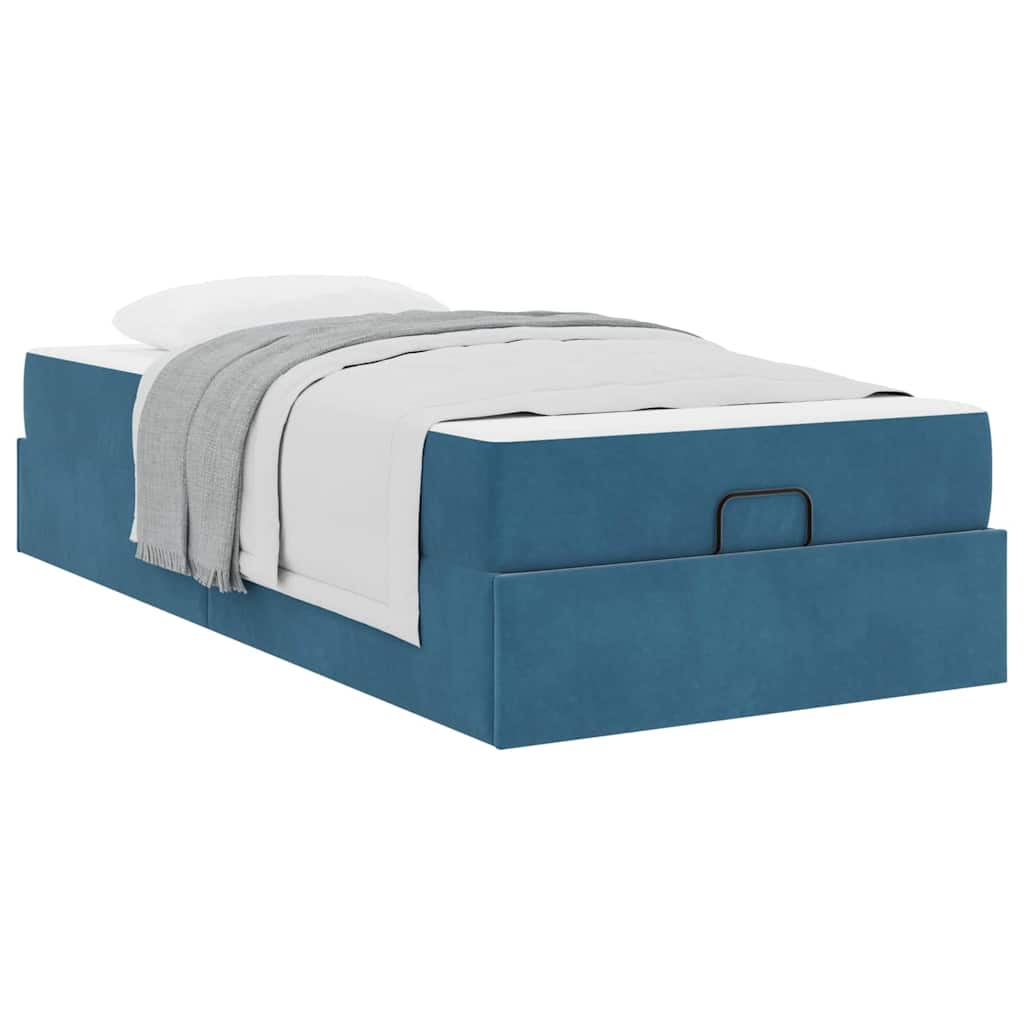 Bettgestell mit Matratze mit Speicher Blau 100 x 200 cm Samt