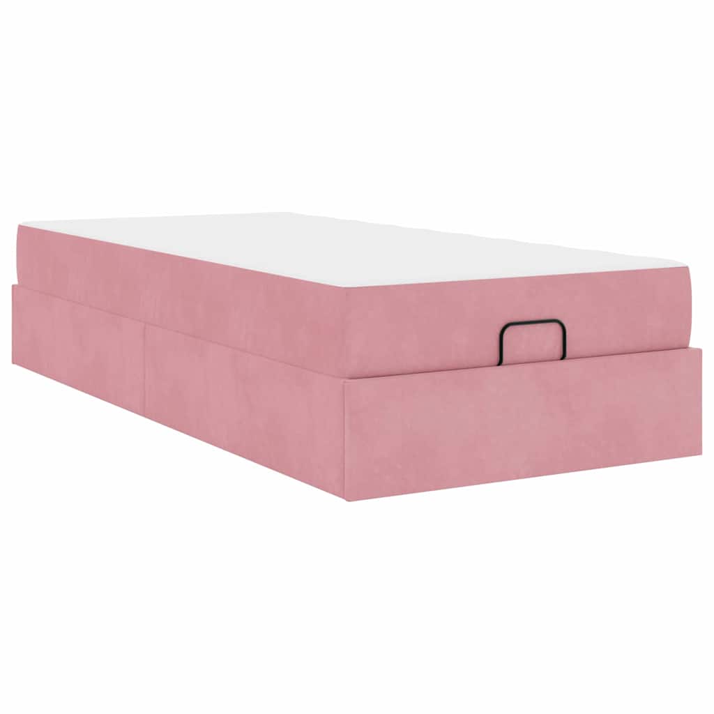 Bettgestell mit Matratze mit Speicher Rosa 100 x 200 cm Samt