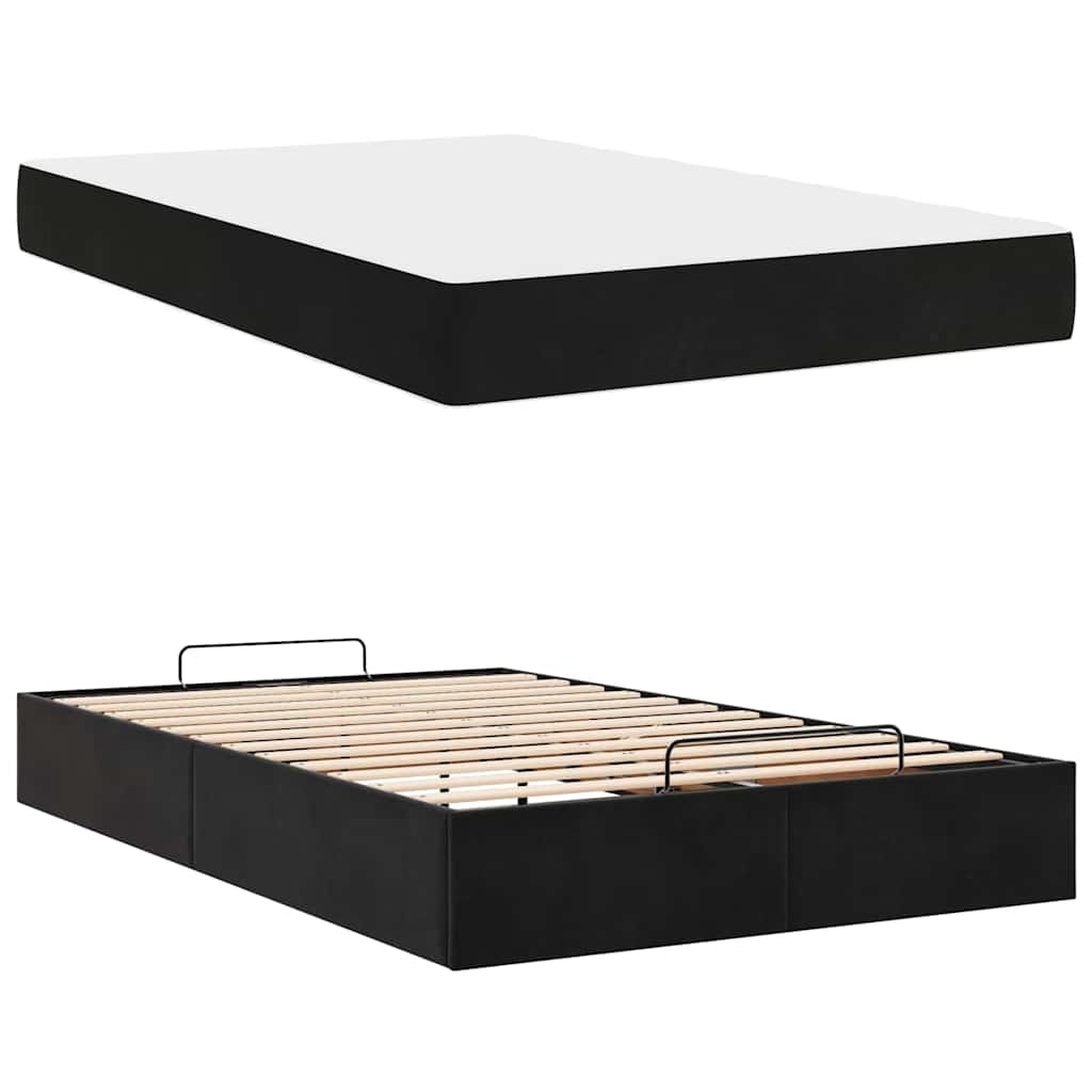 Bettgestell mit Matratze mit Speicher Schwarz 120 x 200 cm Samt