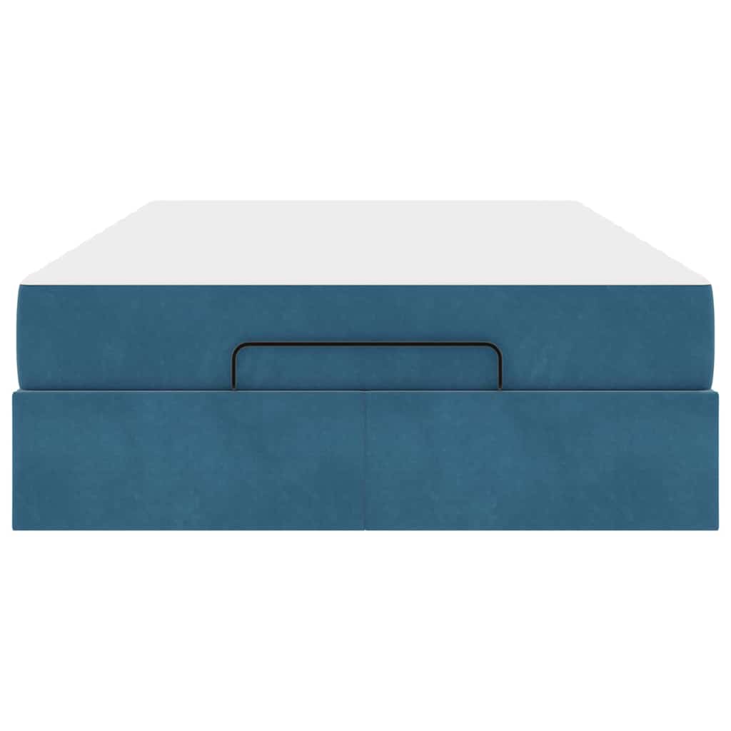 Bettgestell mit Matratze mit Speicher Blau 120 x 200 cm Samt