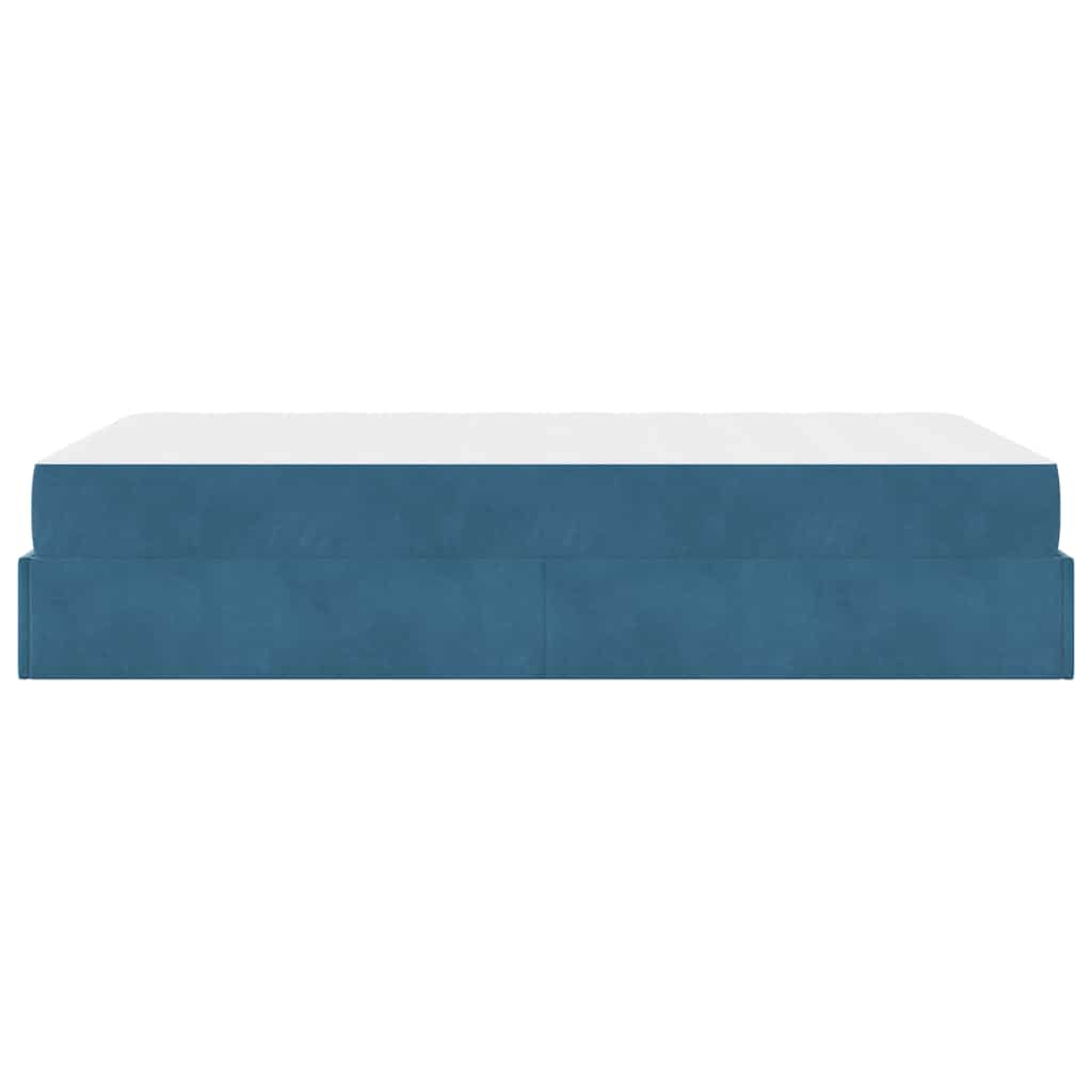 Bettgestell mit Matratze mit Speicher Blau 120 x 200 cm Samt