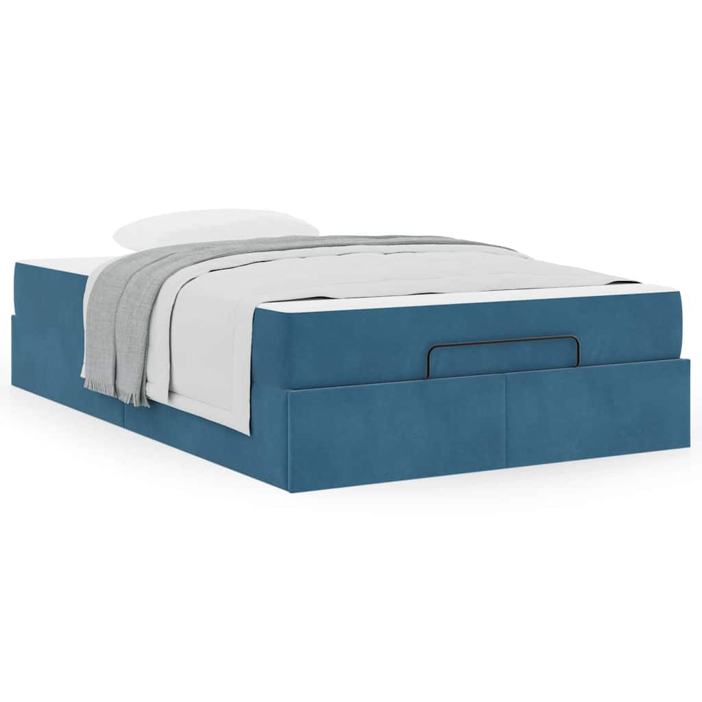 Bettgestell mit Matratze mit Speicher Blau 120 x 200 cm Samt