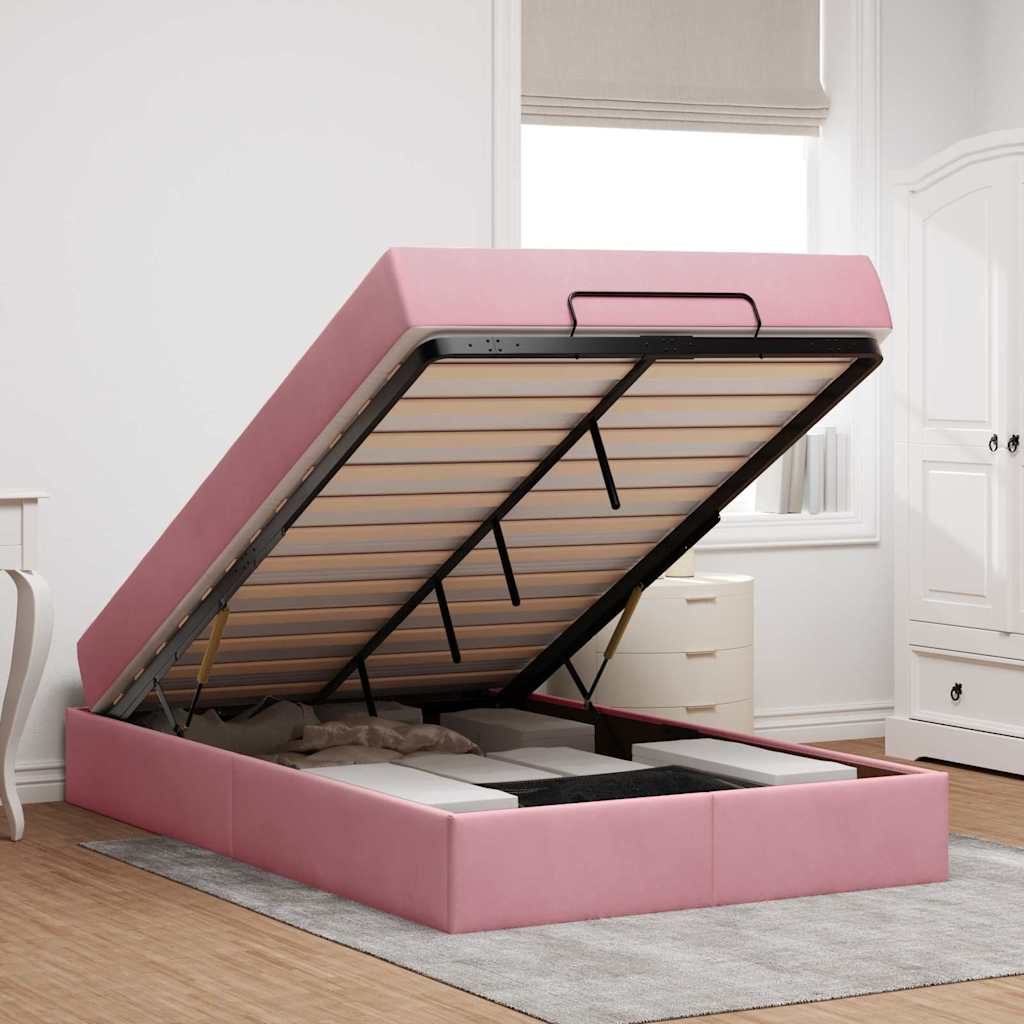 Bettgestell mit Matratze mit Speicher Rosa 120 x 200 cm Samt
