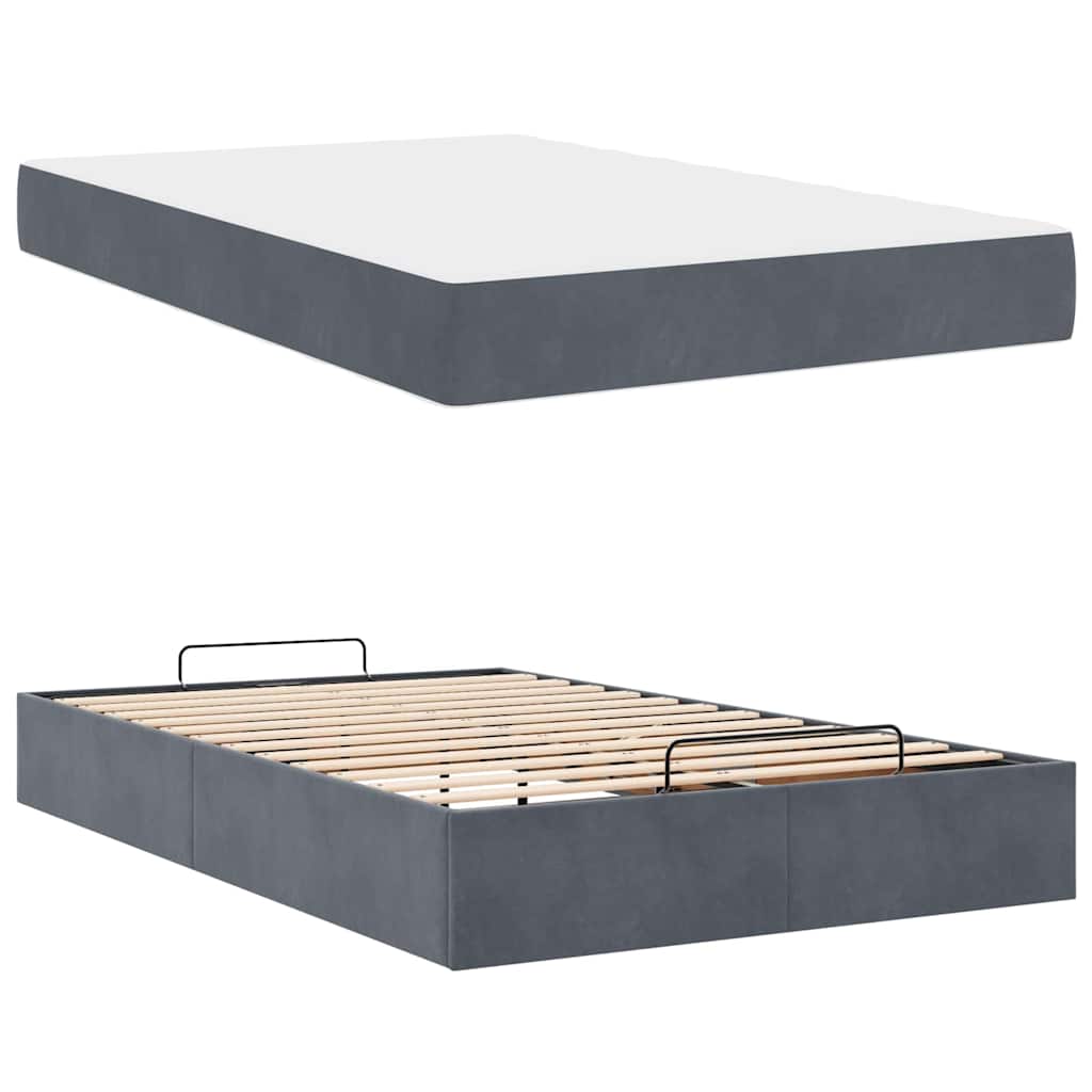 Bettgestell mit Matratze Dunkelgrau 140 x 190 cm Samt