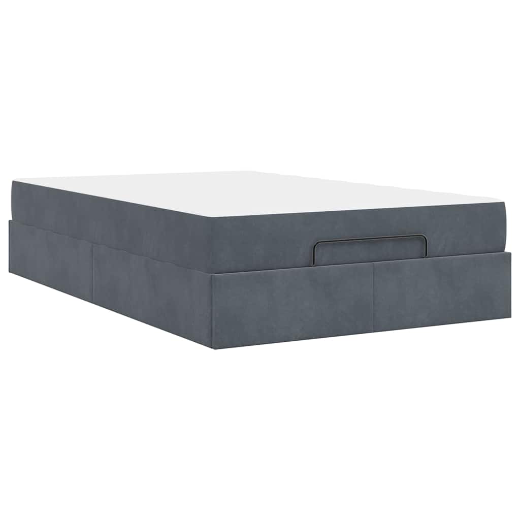 Bettgestell mit Matratze Dunkelgrau 140 x 190 cm Samt