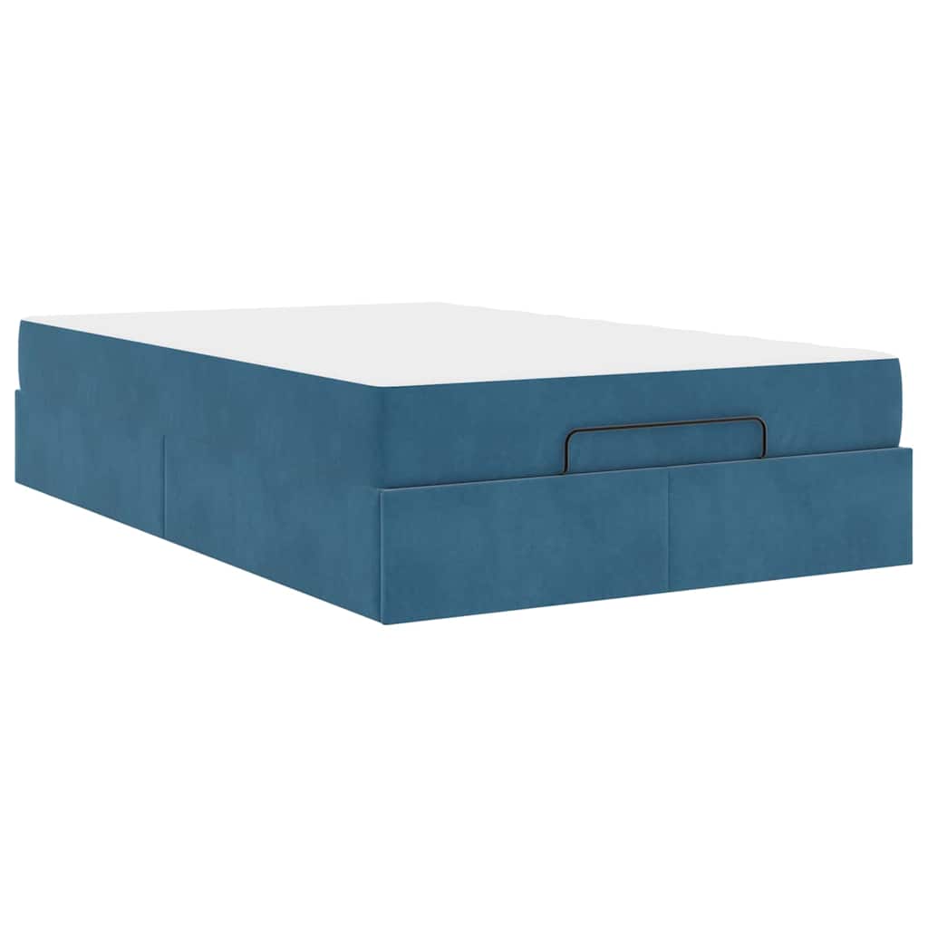 Bettgestell mit Matratze mit Speicher Blau 140 x 190 cm Samt