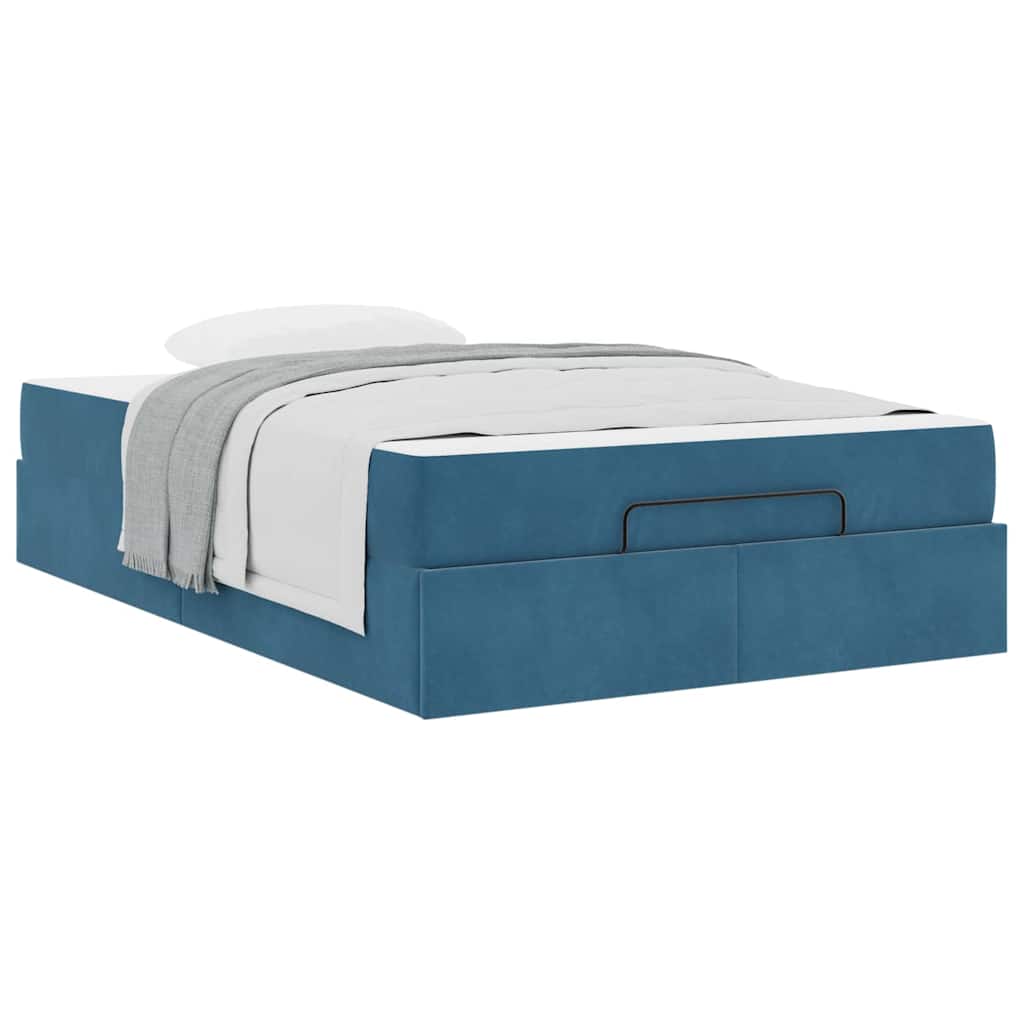 Bettgestell mit Matratze mit Speicher Blau 140 x 190 cm Samt