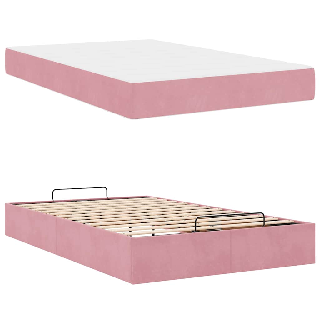 Bettgestell mit Matratze mit Speicher Rosa 140 x 190 cm Samt